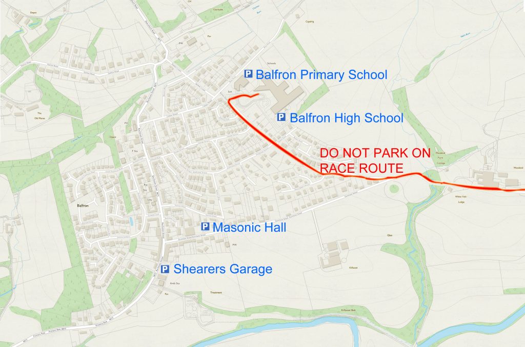 Map of car parking areas in Balfron